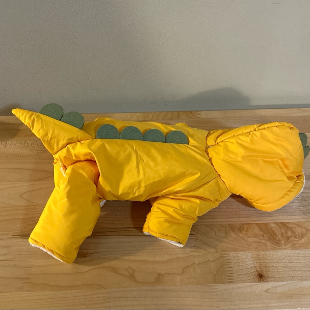 Dog Size XS Yellow Dinosaur Fleece Lined Coat NWT